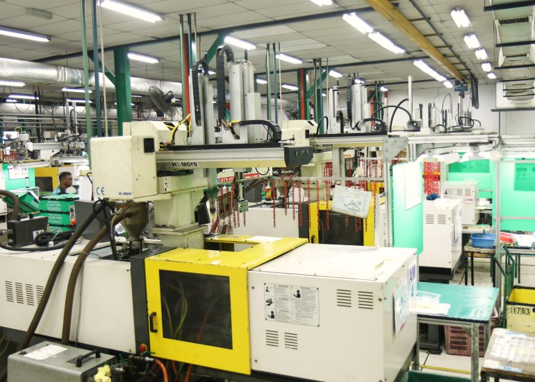 Injection moulding machines on the Allied Hori production floor in Malaysia